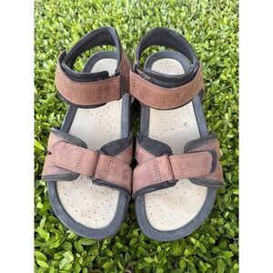 ECCO Cork Sport Strap Sandals Brown Nubuck Leather Mens EU 45 / US 11.5-12